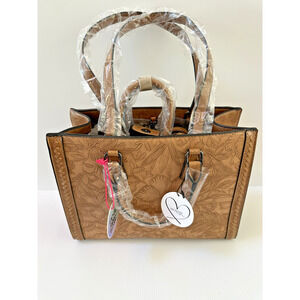 Bag Party Exclusive 2 Piece Vegan Leather Tote Bag Set - Hibiscus New with Tags